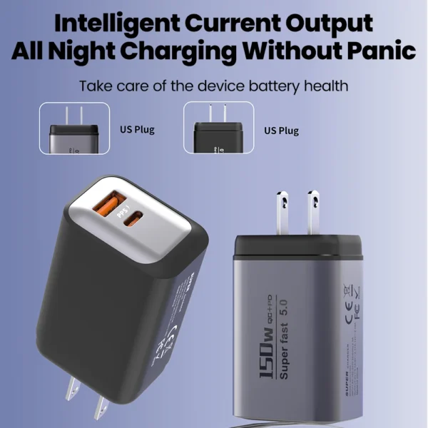 150W USB Type C Super Fast Charging Mobile Phone Charger QC3.0 PD3.0 EU/UK/US Charger For Iphone 17 16 15 Samsung Huawei Xiaomi - Image 3