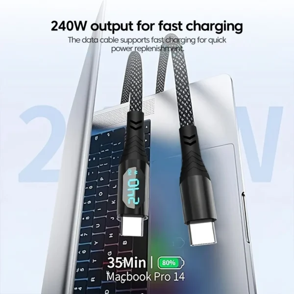 240W Type C to Type C Super Charge Digital Display Cable PD3.1 USB C Data Cable For Iphone 15 16 Samsung s24 s23 Huawei Xiaomi - Image 2