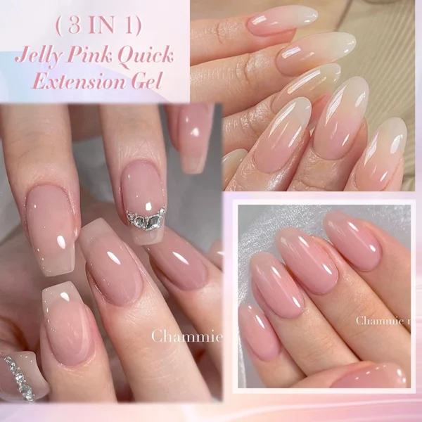 LILYCUTE Pink Nude Quick Extension Gel Nail Polish 3 In 1 Jelly Transparent Semi Permanent Soak Off Nail Art Construction Gel - Image 3