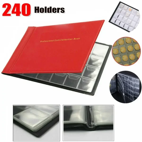 240 Pockets Coin Collection Holder PVC Penny Album Gifts Coin Collecting Album 10 Pages Coin Collection Book for Collectors - Image 5