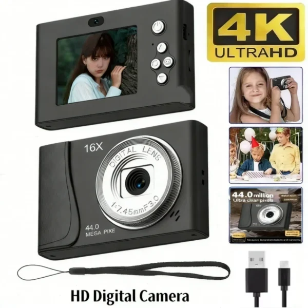 4K Digital Camera 24 Million Pixels Children Camcorder 16x Zoom Compact Cameras Auto Focus for Kids Adult Beginners Photograph - Image 7