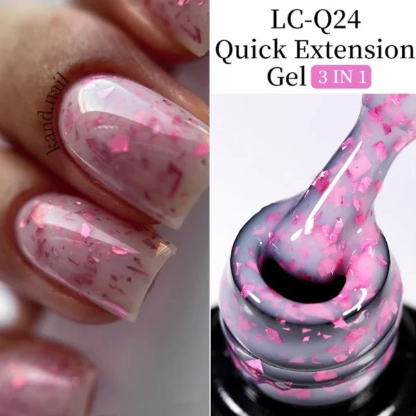 LILYCUTE 7ml Glitter Quick Extension Gel Nail Polish Purple Nude Flakes Vernis Semi Permanent UV Gel Varnishes Nail Art Manicure - Image 2