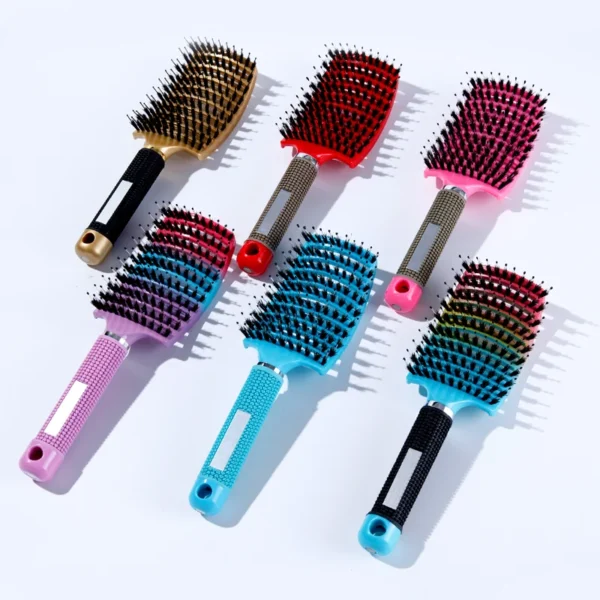 1pc Detangling Brush Bristle & Nylon Detangling Brush with Scalp Massage Comb - Ideal for All Hair Types Includes Cleaning Brush - Image 5