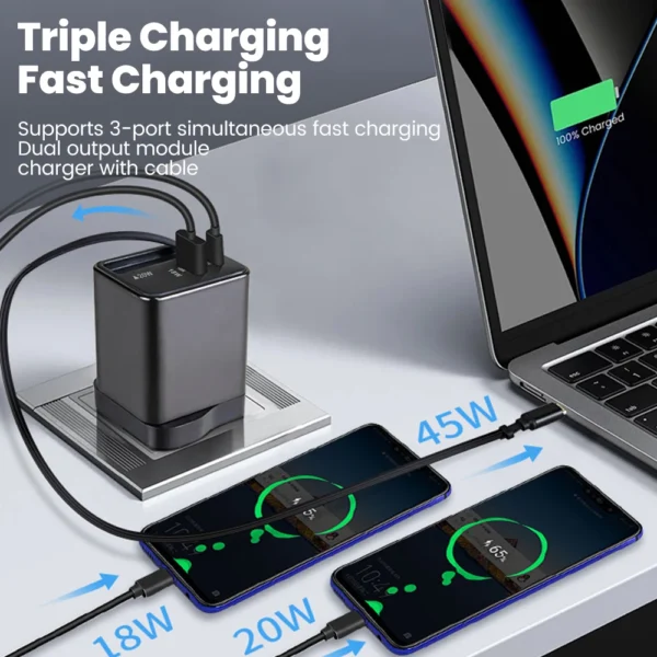 Elough 40W/65WGaN Charger with Retractable Type-C Cable PD Fast Charging for iPhone 16 15 14 Xiaomi Laptop Macbook Phone Charger - Image 5
