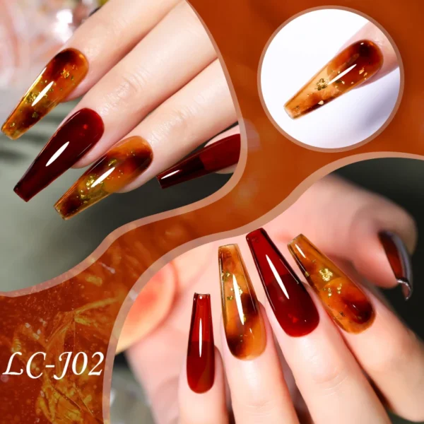 LILYCUTE 7ML Jelly Amber Gel Nail Polish Brown Crystal Translucent Dull Color Nail Art Gel Semi Permanent UV Gel Polish Varnish - Image 5