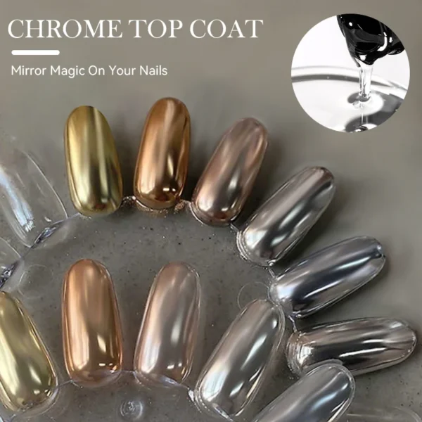 LILYCUTE 7ML Chrome Top Coat Soak Off UV Gel Semi-Permanent Nail Polish Mirror Metal Glitter Powder Functional Gel For Nail Art - Image 4