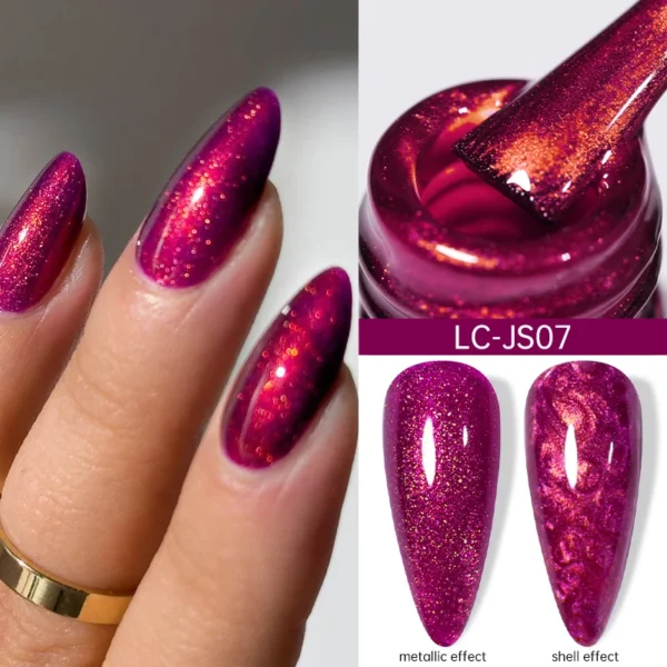 LILYCUTE 7ml Metallic Gel Nail Polish Red Chrome Effect Soak Off UV Gel Varnish Semi Permanent Nail Art Manicure Base Top Coat - Image 2