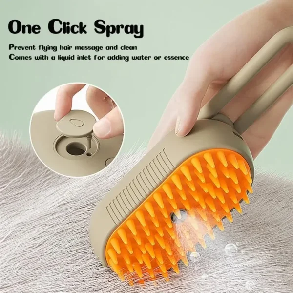 Steamy Dog Brush Electric Spray Cat Hair Brush 3 in1 Dog Steamer Brush for Massage Pet Grooming Removing Tangled and Loose Hair - Image 2