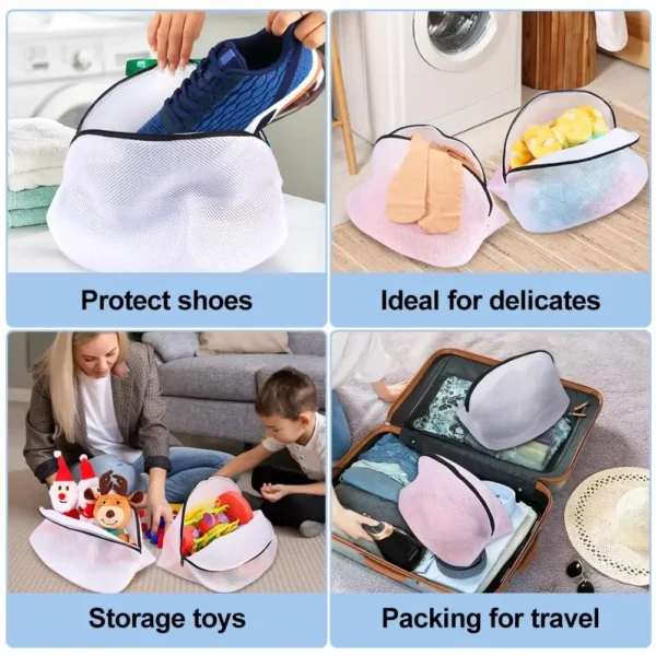 Shoe Washing Bag, Storage Bag Mesh Shoe Laundry Bags with Zip Closure for Sneakers, Running Shoes, Socks, Bras Organizer - Image 6