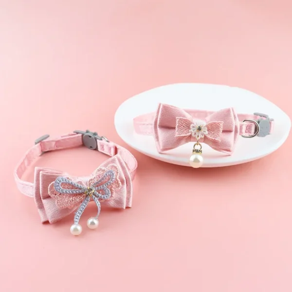 Pet Collar Pink Lace Bow Hanging Bead Cat Choker Bell Dog Cat Supplies Pet Accessories Dog Accessories Dog Cat Products - Image 7