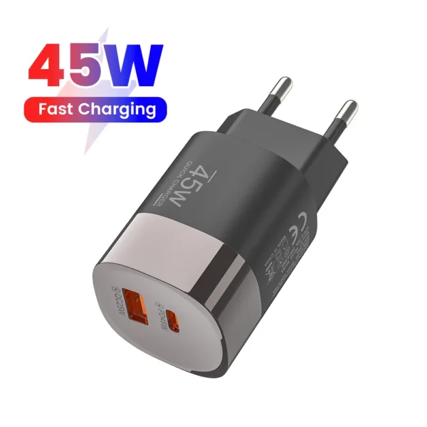 45W Fast Charging USB Type C Phone Charger PD3.0 QC3.0 Super Charge EU/UK/US Charger For Samsung Poco Xiaomi Iphone 17 16 15 - Image 1