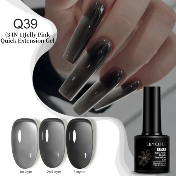 LILYCUTE 7ML Jelly Black Quick Extension Gel Nail Polish Nude Esmalte Unas Semipermanente UV Soak Off Nail Art Construction Gel - Image 2