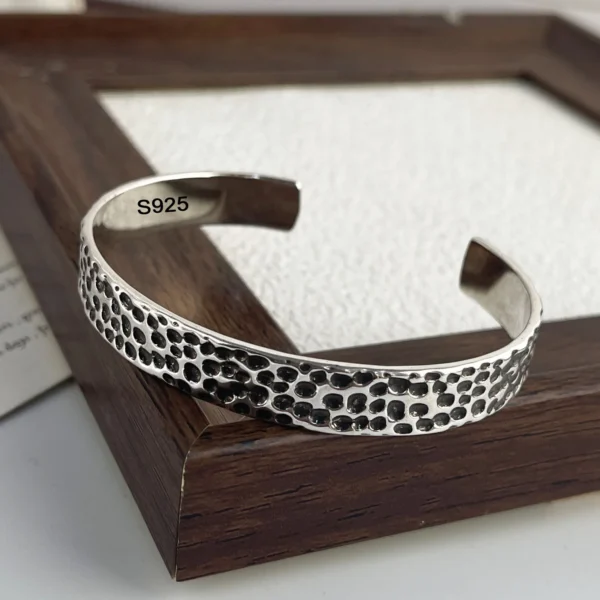 100% Solid 925 Sterling Silver Metal Bracelet for Women Vintage Handmade Simple Retro Flower Chain Bracelet Birthday Gift Party - Image 5