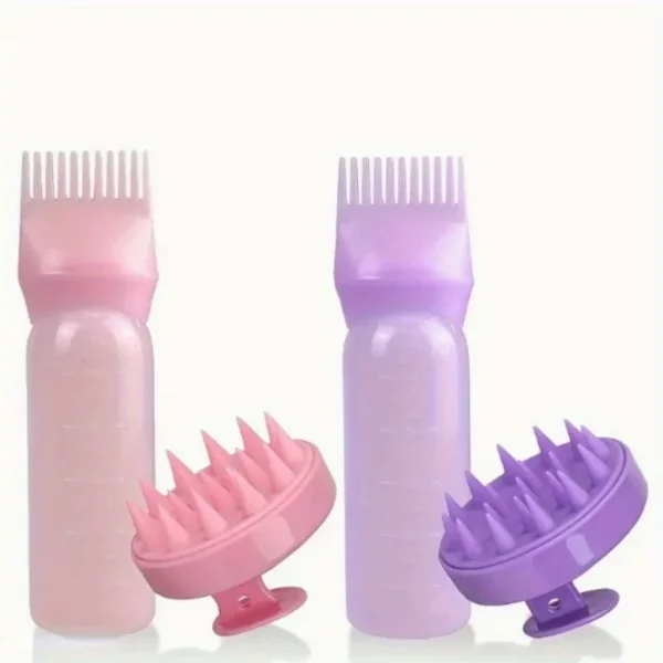 2pcs/Set Silicone Hair Comb With Root Comb Applicator Bottle Set Hair Oil Applicator Shampoo Brush Salon hair styling tools - Image 1