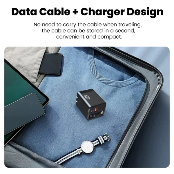Elough 40W/65WGaN Charger with Retractable Type-C Cable PD Fast Charging for iPhone 16 15 14 Xiaomi Laptop Macbook Phone Charger - Image 6