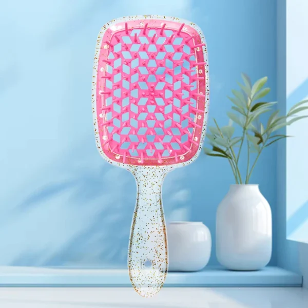 1 Pcs Fluffy Air Cushion Scalp Massage Hair Brush Flashing Gold Comb Wide Teeth Hollow Combs Women Girls Styling Tools - Image 3