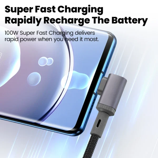 100W Super Fast Charging USB C to USB C Elbow Data Cable Mobile Phone Game Type C Cable For Iphone 17 16 Samsung Laptop Tablet - Image 6