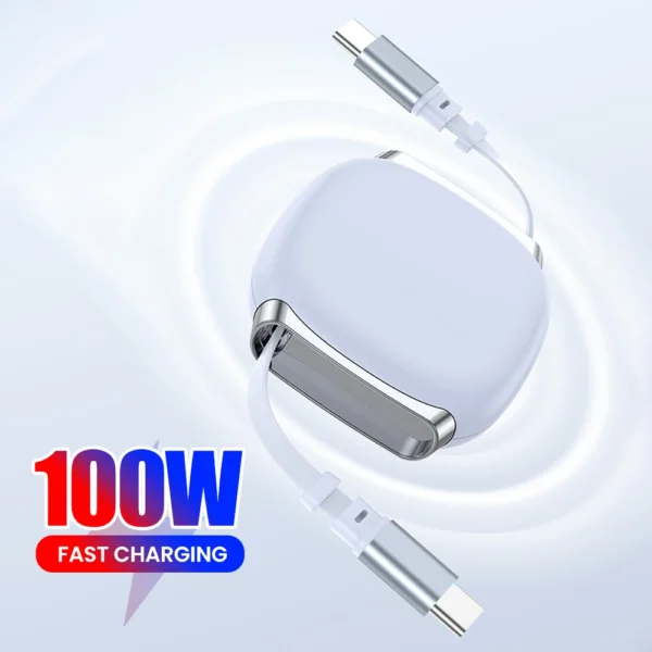 100W Fast Charge Type C to Type C Cable with Box Telescopic Fast Phone Charging Wire For iphone 16 15 Xiaomi Samsung s24 s23 - Image 1