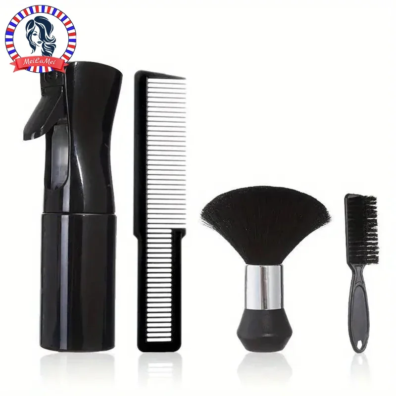 kf-S43830bb6177a474db9761963bb29c1bf0 4pcs Professional Barbershop Tools Spray Bottle Comb Nylon Bristle Beard Brush Hair Cleaning Brush Salon Styling Accessories - Image 1