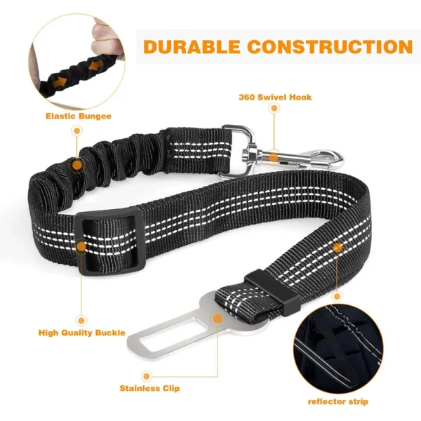 Pet Dog Car Seat Belt Retractable Buffer Elastic Reflective Safety Traction Rope Dog Leash Harness Dogs Dog Accessories Supplies - Image 2