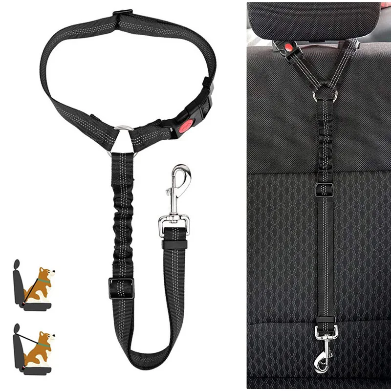 kf-S46bc4a17da9d4013b113a34ec7ef16433 Reflective Pet Dog Car Seat Belt Puppy Dog Walking Travel Car Accessories Dog Leash Harness for Small Dogs Pet Car Supplies - Image 1