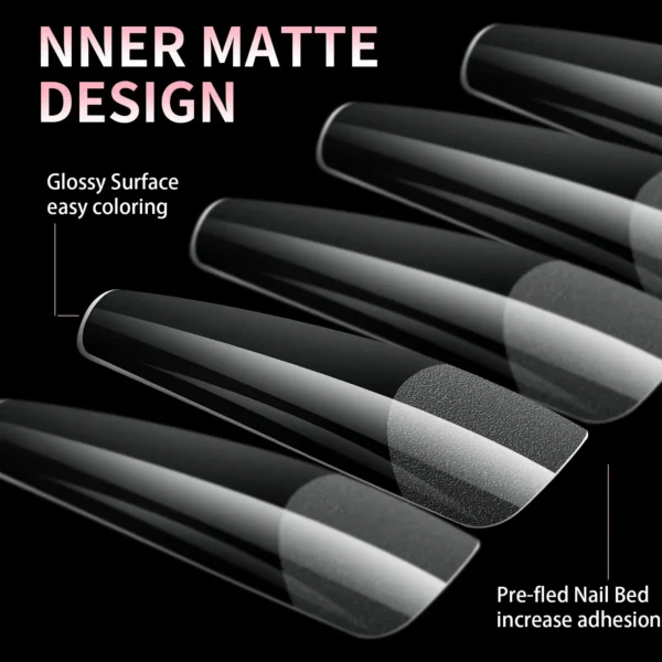 Luxury False Nail Tips Soft Gel Fingertip Semi-matte Capsules Almond French Coffin Full Cover Artificial Fake Nails Extension - Image 4