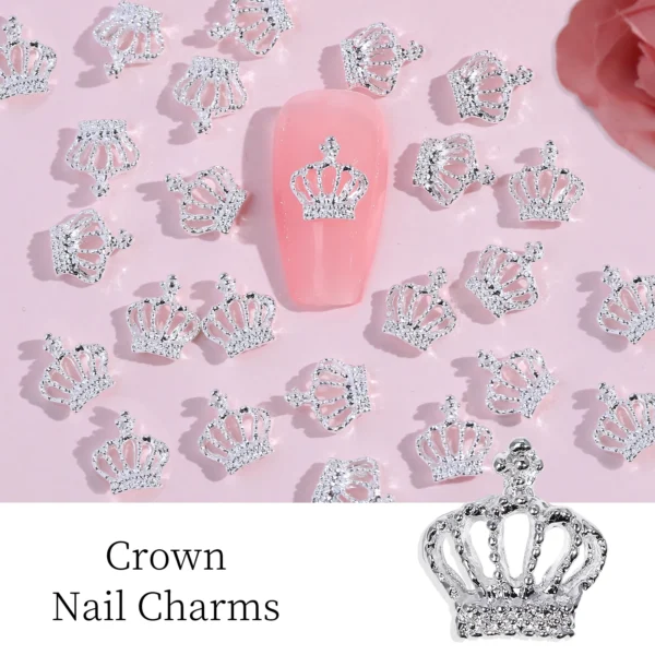 20pcs Crown Design Nail Charms With Rhinestones Nail Art Accessories Nail Art Supplies For Women And Girls Nail Art Jewelry - Image 7