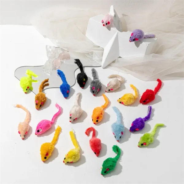 10 Pcs Soft Fleece False Mouse Cat Toys Colorful Feather Funny Playing Toys for Cats Kitten Interactive Ball Cat Toy Catnip - Image 5