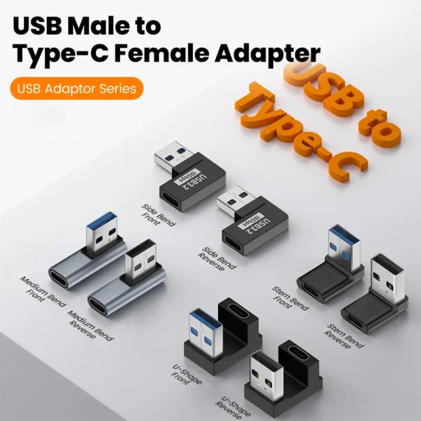 90 Degree USB 3.2 Male to Female Right Angle Extension Adapter USB Upward Elbow Adapter 10Gbps For Laptop PC Connector Converte - Image 2