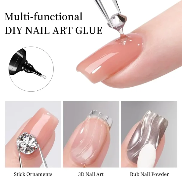 30g Nail Rhinestone Glue for Nails Super Strong Gel Nail Glue for Nail Charm 3D Nails Bling Gel Decoration Gem Nail Art Diamonds - Image 3