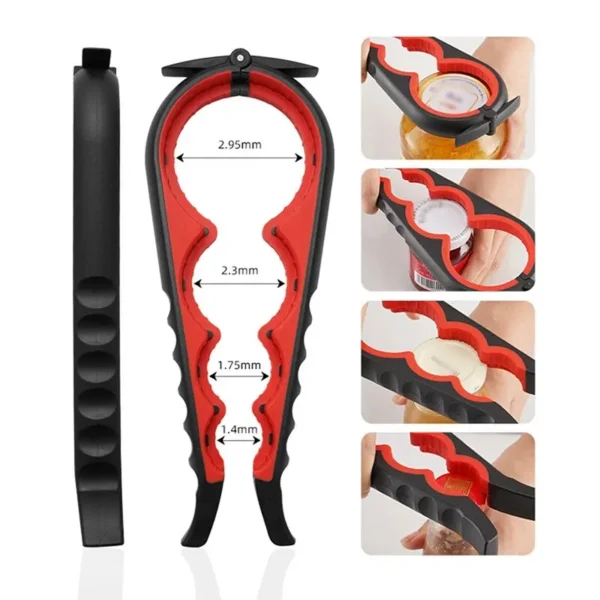 Can Opener Multi Functional Four In One Beverage Bottle Opener Cap Twister Four Position Can Opener Anti Slip Cap Twister - Image 2