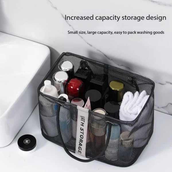 Collapsible Mesh Drain Basket 2in1 Travel Toiletry Swimming Organizer Large Portable Carry Handle Eco Friendly Storage - Image 4