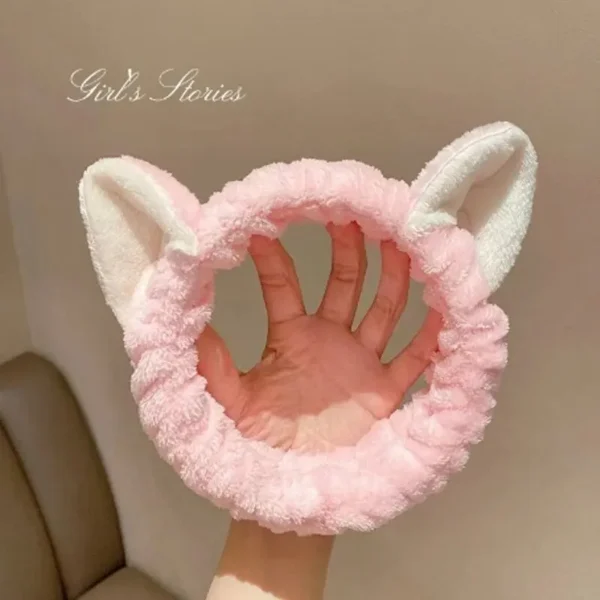 Hairband Cat Coral Plush Headband Cute Soft Hair Bow Headband Hairband Wash Face Makeup Headband Bandage Girl Accessories - Image 4