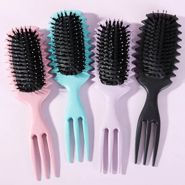 5-pcs Detangling Styling Set: Spray Bottle 3-in-1 Roll Hair Comb Curved Rat Tail Comb Edge Control Brush Salon Hairdressing Tool - Image 3