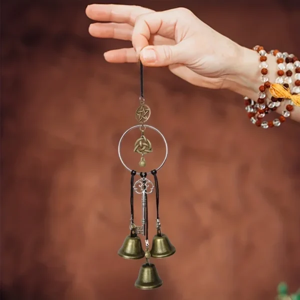 1pc witch bell doorknob hanging decorative wicker wind chime home decoration - Image 2