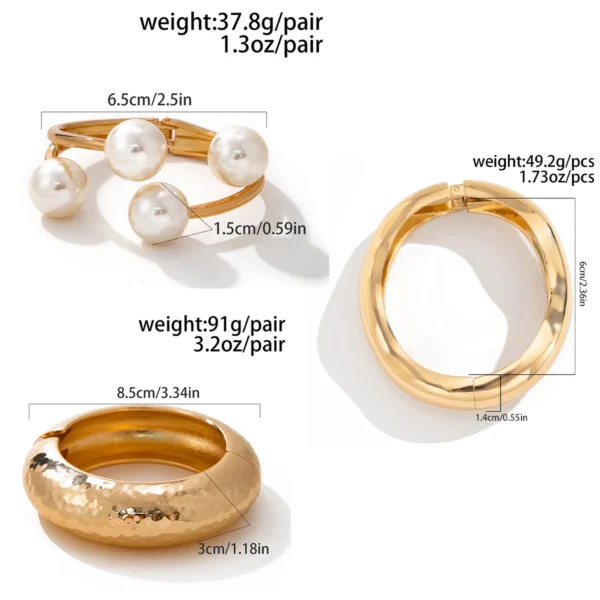 Ingemark 3 Style Creative Big Imitation Pearl Cuff Bracelet Women Trend 2025 Punk Heavy Metal Chunky Spring Bangle Steampunk Men - Image 4