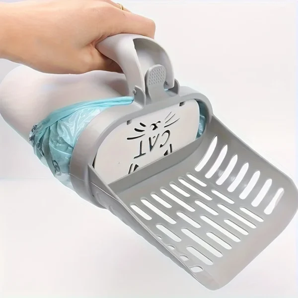 Cat Litter Scoop with Waste Bag Holder, Plastic Cat Litter Box Cleaner, Easy Use for All Cat Breeds, Pet Supplies - Image 7