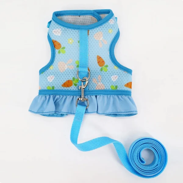 Rabbit Harness with Leash Cute Adjustable Buckle Breathable Mesh Vest Skirt for Bunny Guinea Pig Small Pet Traction Harness Suit - Image 6