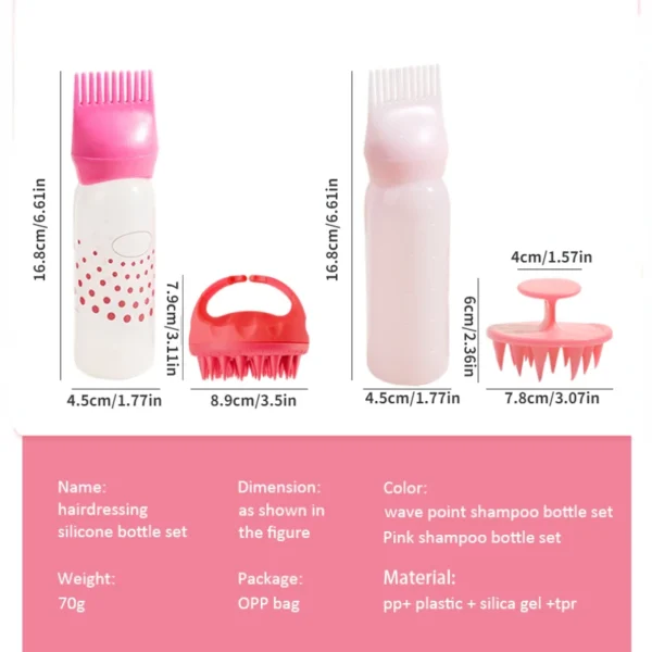 2pcs/set Silicone shampoo bottle PP Hair Dye Bottle With Aplicator, Oil Bottle Brush, Scalp Massage Brush Hair dye bottle - Image 4