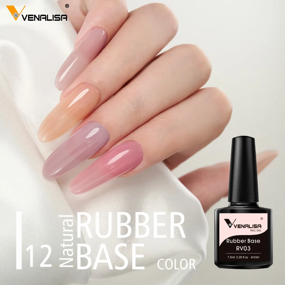 kf-S4f4c4dc91aab4d258605469a44b555baI Venalisa Color Rubber Base Coat Jelly Pink Nail Polish 7.5ml Soak Off UV LED Natural Nude Soft Consistency Pastel Nail Manicure - Image 1