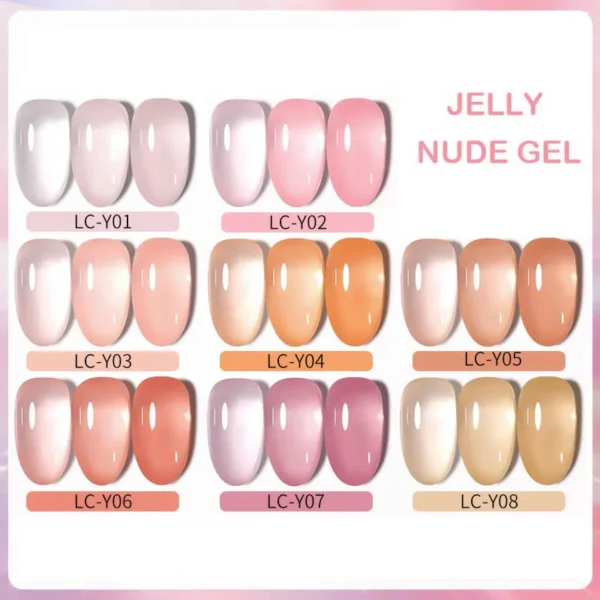 LILYCUTE 7ML Nude Jelly Gel Nail Polish Pudding Translucent Color Gel Polish Semi Permanent UV Gel Varnish For Nail Art Manicure - Image 4