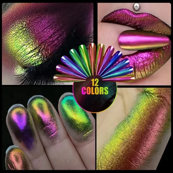 Magic Mirror Powder Chameleon Polarizing Nail Glitter High-Light Diamond Holographic Nail Art Pigments DIY UV Gel Manicure Dust - Image 2