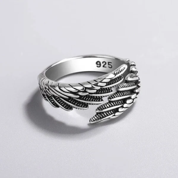 925 Sterling Silver Rings Fashion Hip Hop Vintage Couples Creative Wings Design Thai Silver Party Jewelry Birthday Gifts - Image 5