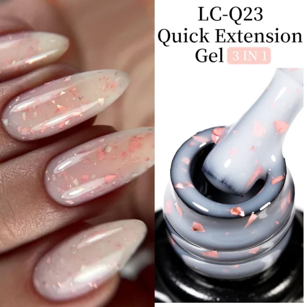 LILYCUTE 7ML Pink Glitter Quick Extension Gel Nail Polish Pink Gold Foils Effect Vernis Semi Permanent UV Gel Nail Art Hard Gel - Image 2