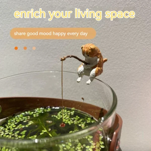 Fuuny Creative Aquarium Decoration Small Fishing Cat Aquarium Accessories Landscaping Ornament Fish Tank Accessories Diy - Image 4