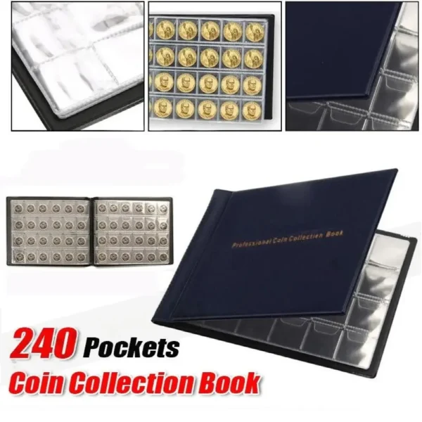 240 Pockets Coin Collection Holder PVC Penny Album Gifts Coin Collecting Album 10 Pages Coin Collection Book for Collectors - Image 4