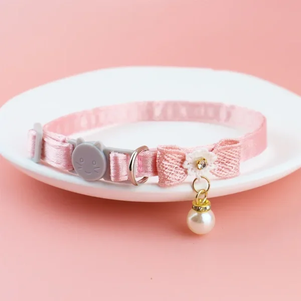 Pet Collar Pink Lace Bow Hanging Bead Cat Choker Bell Dog Cat Supplies Pet Accessories Dog Accessories Dog Cat Products - Image 5
