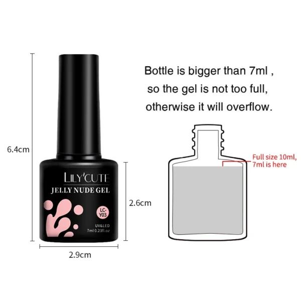 LILYCUTE 7ML Nude Jelly Gel Nail Polish Pudding Translucent Color Gel Polish Semi Permanent UV Gel Varnish For Nail Art Manicure - Image 6