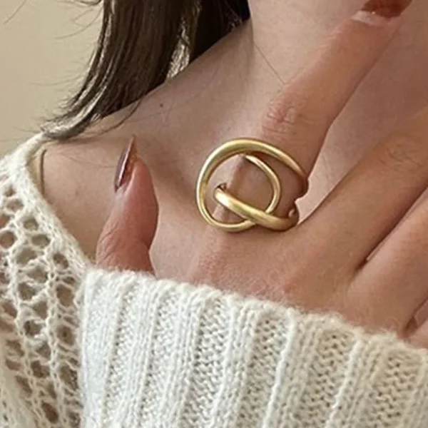 925 Sterling Silver Rings for Women Couple Minimalist Handmade Simple Gold Inter Cross Ring Fine Jewelry Gift Prevent Allergy - Image 4