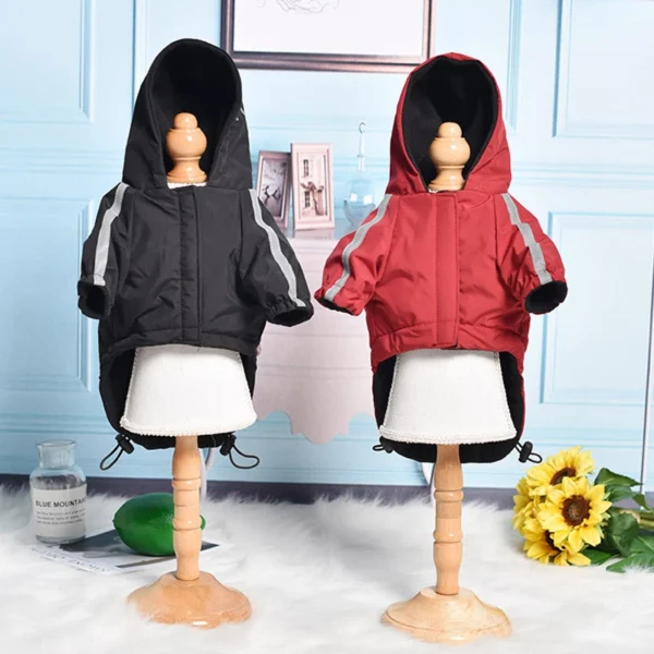 Autumn Winter Pet Dog Waterproof Warm Coat Cotton Hooded Jacket The Dog Face Small Dogs Cat Reflective Pet Clothes Winter Coat - Image 5
